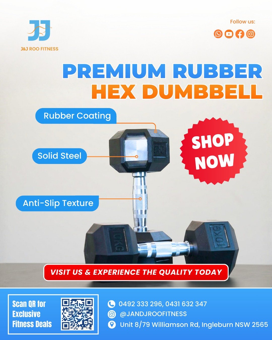 Rubber Hex Dumbbell (RFHEXD) - Image 4